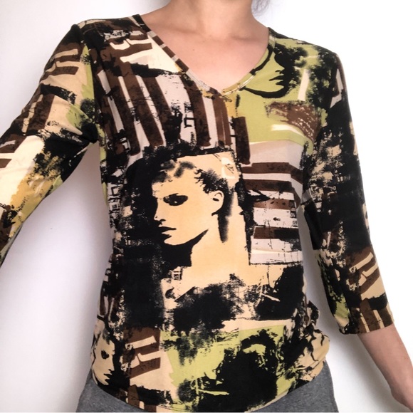 Nygard Collection Portrait Graphic Print Quarter Sleeve! - Picture 3 of 6